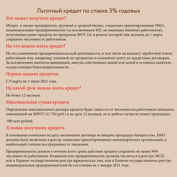 ​Финансовые меры поддержки для Субъектов Малого и Среднего предпринимательства Томской области 